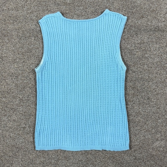 Vintage Y2K Gap Blue Cable-knit Sweater Vest Women’s S Preppy Lightweight Layer - Picture 2 of 9